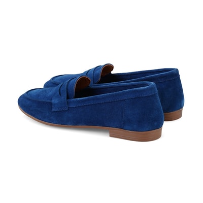 Kadın Mavi Süet Deri Loafer