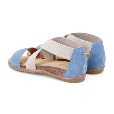 Kadın Mavi Süet Deri Sandalet