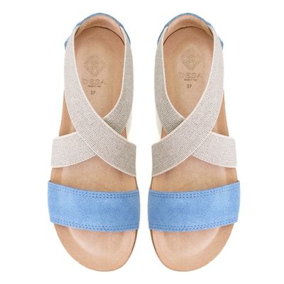 Kadın Mavi Süet Deri Sandalet