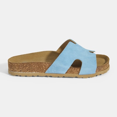 Kadın Mavi Süet Terlik