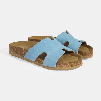 Kadın Mavi Süet Terlik