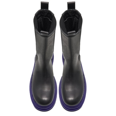 Kadın Mor Deri Chelsea Bot