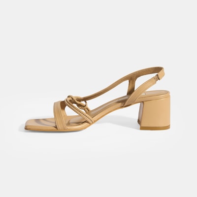Kadın Nude Topuklu Deri Sandalet