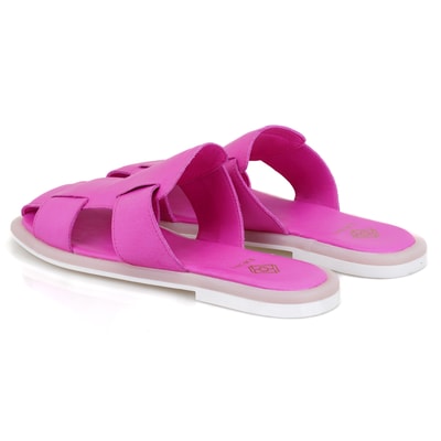 Kadın Pembe Deri Terlik