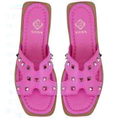 Kadın Pembe Deri Terlik