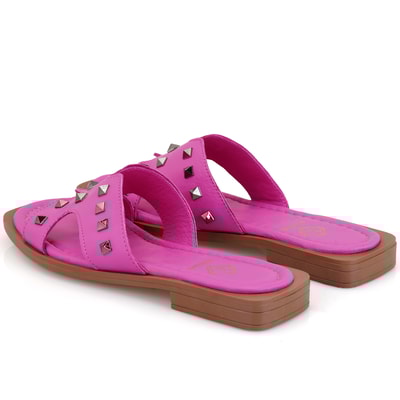 Kadın Pembe Deri Terlik