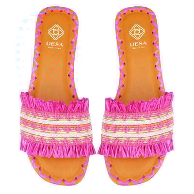 Kadın Pembe Hasır Örgülü Terlik