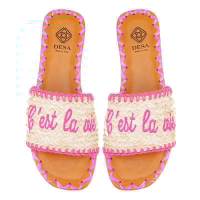 Kadın Pembe Hasır Örgülü Terlik