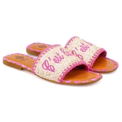 Kadın Pembe Hasır Örgülü Terlik