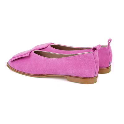 Kadın Pembe Süet Deri Babet