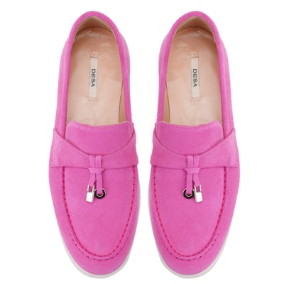 Kadın Pembe Süet Deri Loafer
