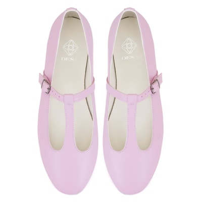 Kadın Pembe T-Bant Mary Jane Deri Babet