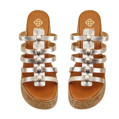 Kadın Platin Dolgu Topuklu Deri Terlik