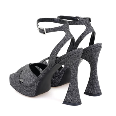 Kadın Platin Platform Topuklu Abiye Sandalet