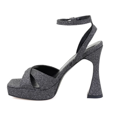 Kadın Platin Platform Topuklu Abiye Sandalet