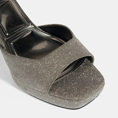 Kadın Platin Toka Detaylı Topuklu Abiye Sandalet