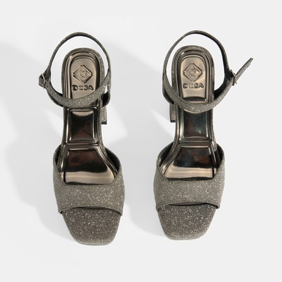 Kadın Platin Toka Detaylı Topuklu Abiye Sandalet