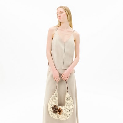 Kadın Pudra Askılı V Yaka Süet Bluz 