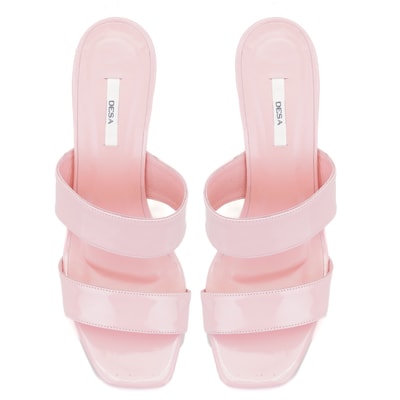 Kadın Pudra Rugan Deri Platformlu Terlik