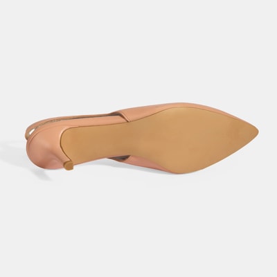 Kadın Pudra Slingback Deri Topuklu Ayakkabı 