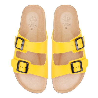 Kadın Sarı Ayarlanabilir Tokalı Terlik