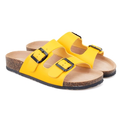 Kadın Sarı Ayarlanabilir Tokalı Terlik