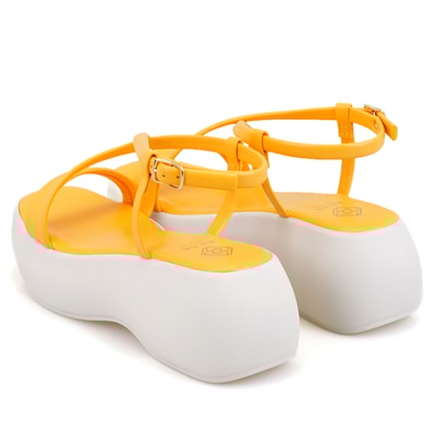 Kadın Sarı Dolgu Tabanlı Sandalet