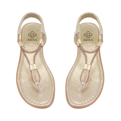 Kadın Sarı Parlak Taş Detaylı Parmak Arası Sandalet