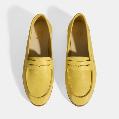 Kadın Sarı Slip-On Deri Loafer