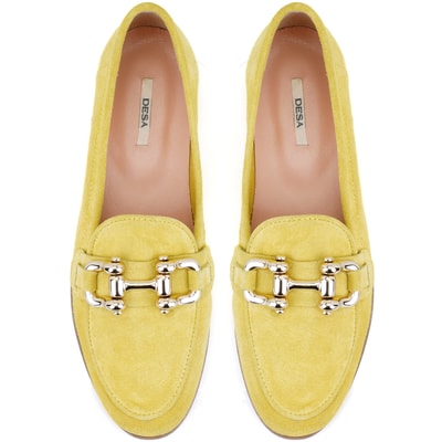 Kadın Sarı Süet Deri Loafer