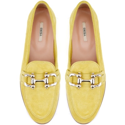 Kadın Sarı Süet Deri Loafer