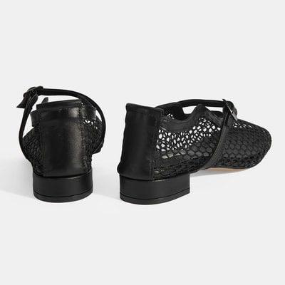 Kadın Siyah Ayarlanabilir Metal Tokalı File Babet