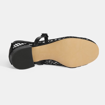 Kadın Siyah Ayarlanabilir Metal Tokalı File Babet