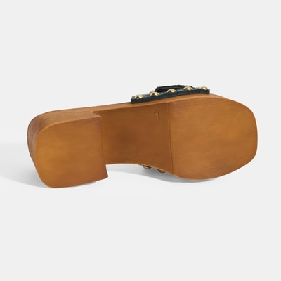 Kadın Siyah Ayarlanabilir Toka Detaylı Topuklu Terlik