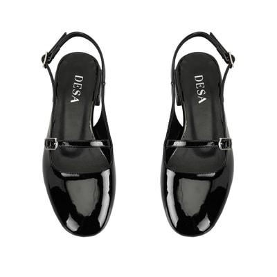 Kadın Siyah Ayarlanabilir Tokalı Deri Babet