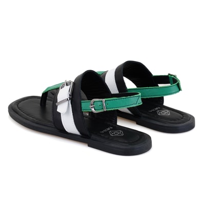 Kadın Siyah Ayarlanabilir Tokalı Deri Terlik