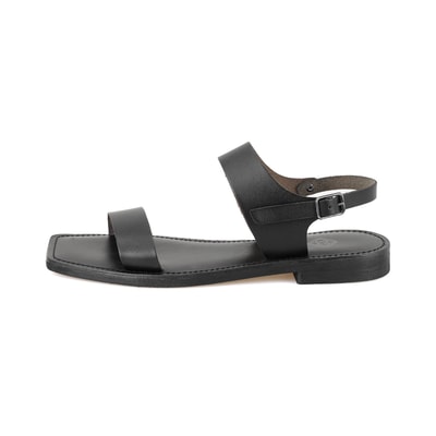 Kadın Siyah Ayarlanabilir Tokalı Deri Sandalet