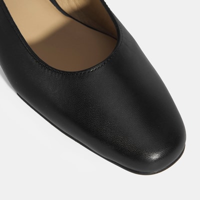 Kadın Siyah Ayarlanabilir Tokalı DesaComfort Deri Topuklu Ayakkabı