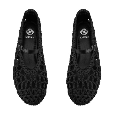 Kadın Siyah Ayarlanabilir Tokalı Hasır Babet