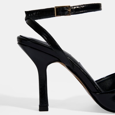 Kadın Siyah Ayarlanabilir Tokalı Rugan Topuklu Sandalet