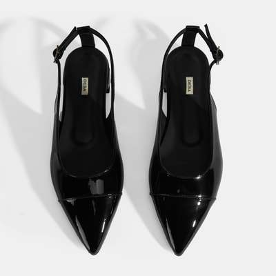 Kadın Siyah Ayarlanabilir Tokalı Rugan Babet