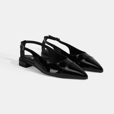 Kadın Siyah Ayarlanabilir Tokalı Rugan Babet