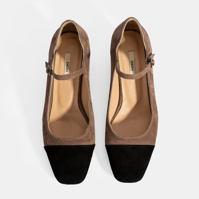 Kadın Siyah Ayarlanabilir Tokalı Süet Topuklu Ayakkabı