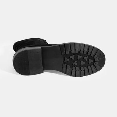 Kadın Siyah Bağcık Detaylı Süet Bot