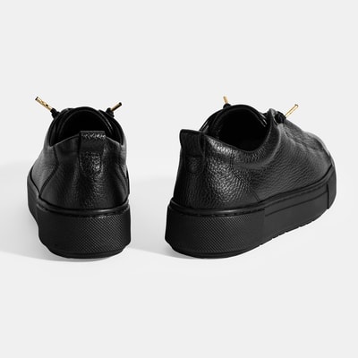 Kadın Siyah Bağcıklı Deri Günlük Ayakkabı