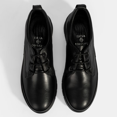 Kadın Siyah Bağcıklı DesaComfort Deri Ayakkabı