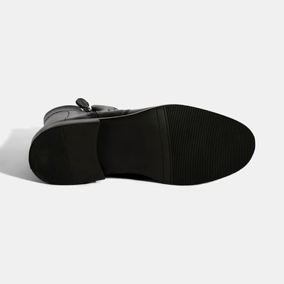 Kadın Siyah Çift Fermuarlı Deri Bot