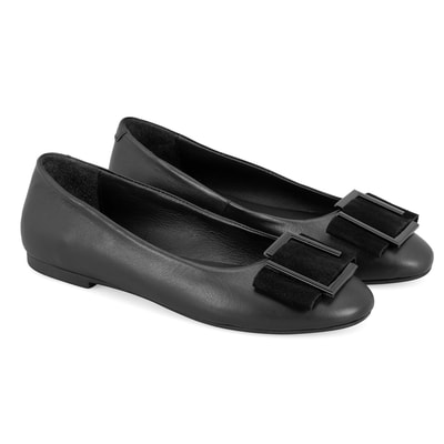 Kadın Siyah Deri Babet