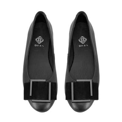 Kadın Siyah Deri Babet