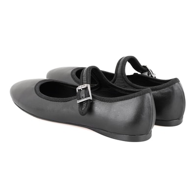 Kadın Siyah Deri Babet